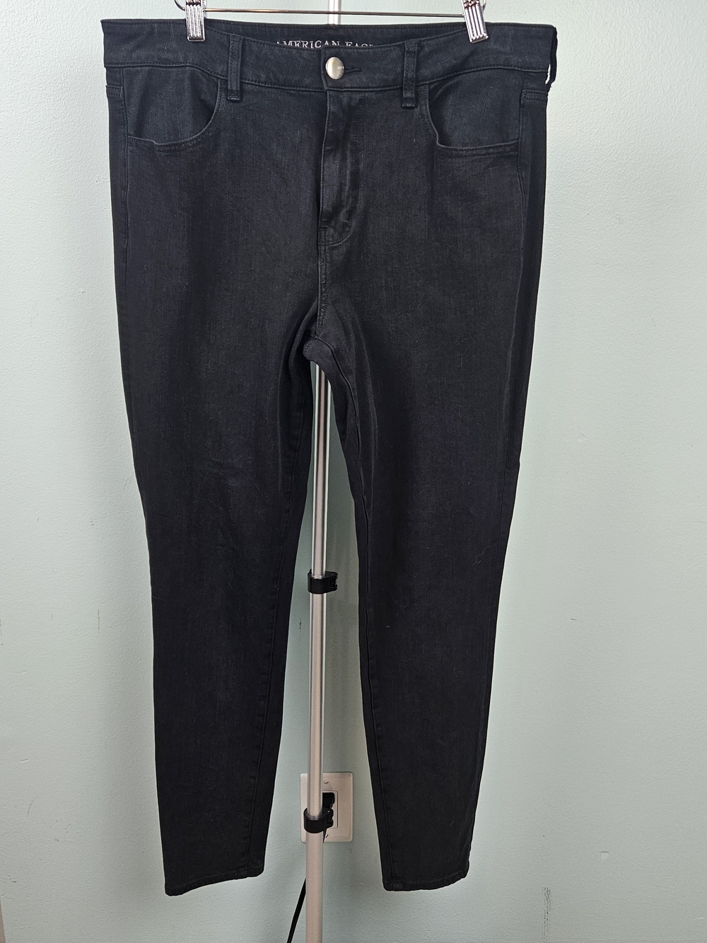 American Eagle Hi-Rise Jegging Super Stretch X4 Skinny Jeans Black 14 Long